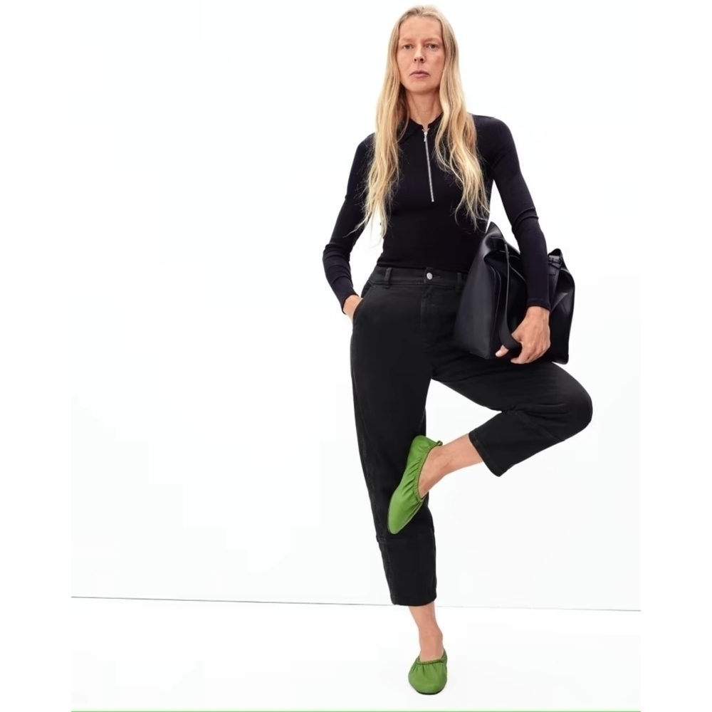 Everlane Utility Barrel Pant Washed Black High Rise Crop Ankle Women NEW